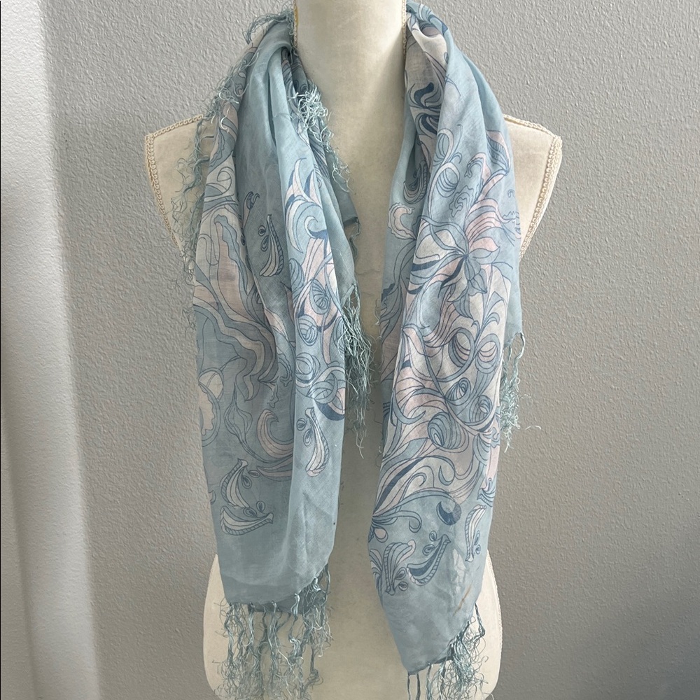 H&M Divided Light Blue and Pink Swirl Scarf